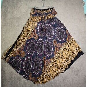 Bangkok Boho Skirt Women's Plus 1X Hippie Patchwork Tie Waist Handkerchief
